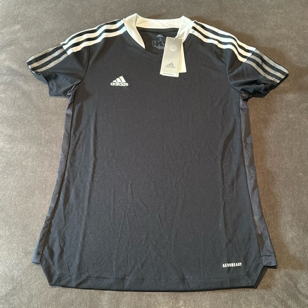 Adidas Women’s Black Soccer Jersey Short Sleeve T-Shirt Aeroready Size S NWT